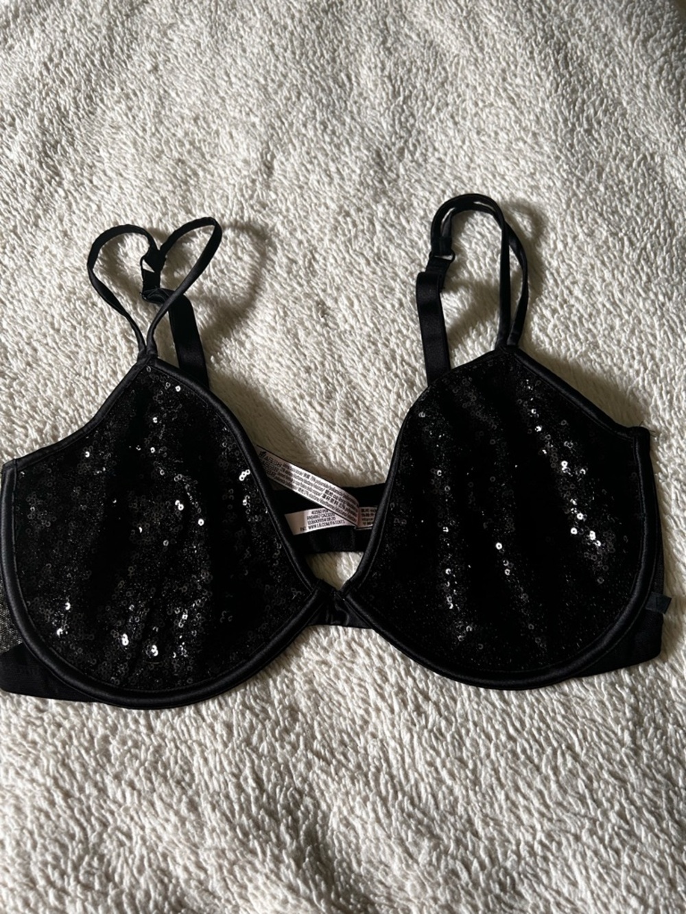 Victoria's Secret Black Sequin Underwire Bra